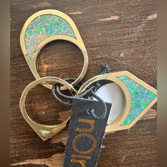 sz 6 Opal Stacking Rings, $216 Retail 18k Gold Plated - Picture 2 of 2